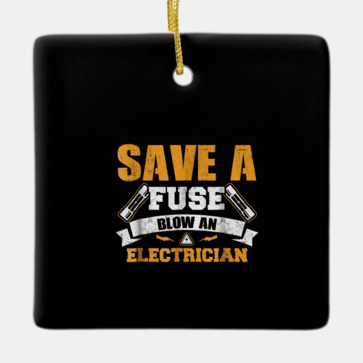ヒューズを節約して電気屋さんにギフトを贈ろう セラミックオーナメント (正面)