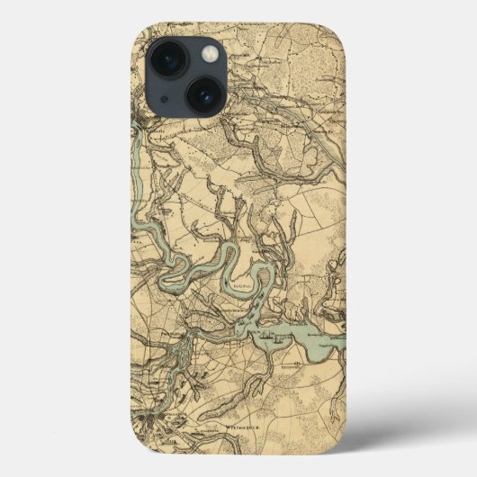 ヒューズ軍隊リッチモンドとピーターズバーグの地図 Case-Mate iPhoneケース (裏面)