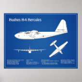 ヒューズH-4ヘラクレスススプルースグース – 飛行機の計画 ポスター (正面)