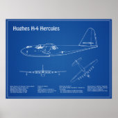 ヒューズH-4ヘラクレスススプルースグース – 飛行機の計画 ポスター (正面)