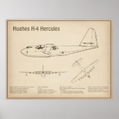 ヒューズH-4ヘラクレスススプルースグース – 飛行機の計画 ポスター (正面)