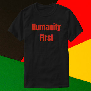 ヒューマニティファーストはっきりしたレッド文字 Tシャツ