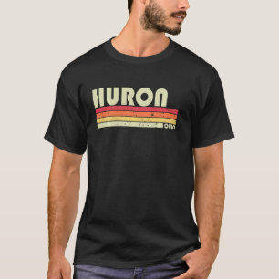 ヒューロンオハイオおもしろいシティホームルーツレトロ70s 80s tシャツ