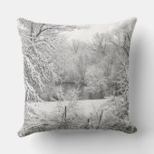 ヒューロン川の冬の雪 クッション (裏面)