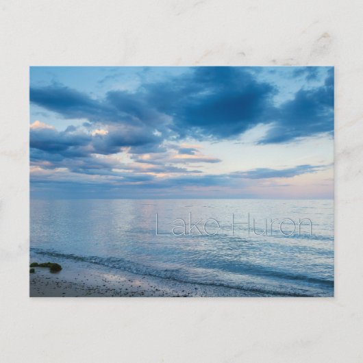 ヒューロン湖に反射する夕日 ポストカード (正面)