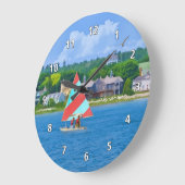 ヒューロン湖の甲革ミシガン州の航海 ラージ壁時計 (傾斜)