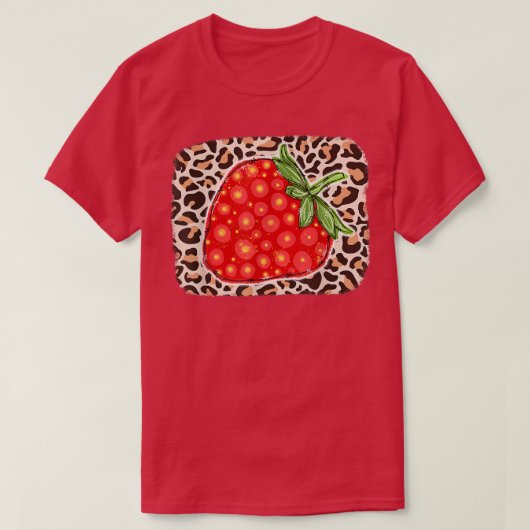 ヒョウいちご愛フルーツ微笑み農家 Tシャツ (デザイン正面)