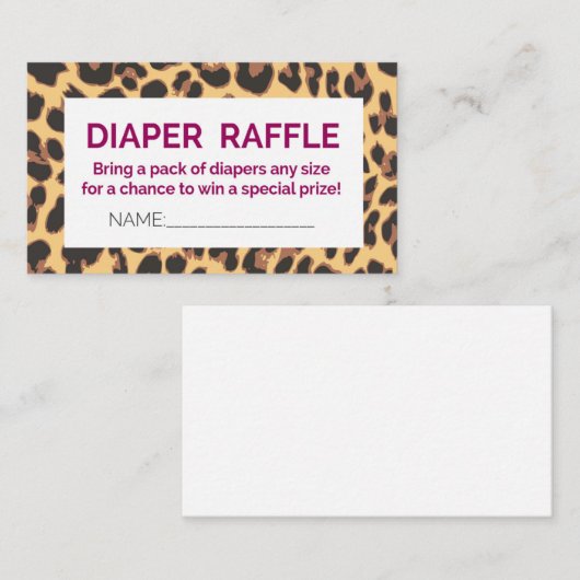 ヒョウおむつラッフル招待状 エンクロージャーカード (正面/裏面)