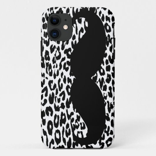ヒョウおもしろいの皮の口ひげ(白黒) Case-Mate iPhoneケース (裏面)