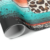 ヒョウおもしろいサボサボサボサボサボサボスプリントターコイズ ラッピングペーパー (ロールコーナー)