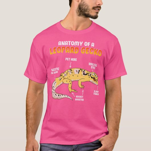 ヒョウおもしろいトカゲ爬虫類動物の解剖学 Tシャツ (正面)