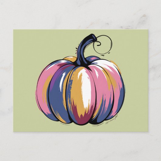 ヒョウおもしろいパンプキンハロウィーン秋 ポストカード (正面)