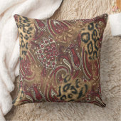 ヒョウおよびペイズリーパターンプリント クッション (ブランケット)