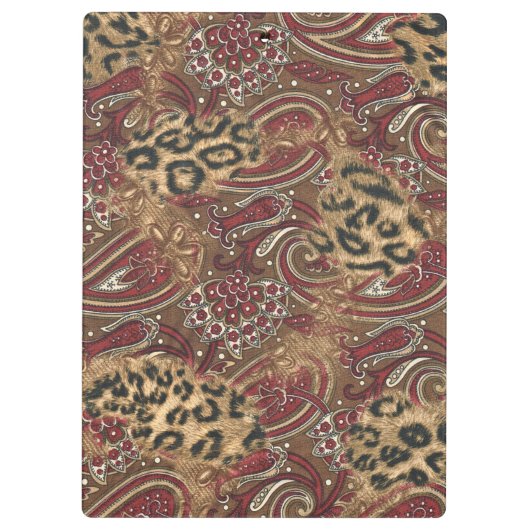 ヒョウおよび個人化なるべきペイズリーパターンプリント クリップボード (裏面)