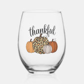 ヒョウかぼちゃシーズンサンクスギビングハロウィーン秋 ステムなしワイングラス (正面)