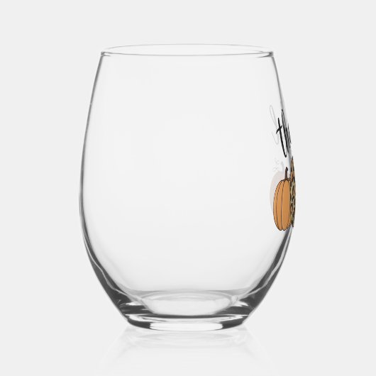 ヒョウかぼちゃシーズンサンクスギビングハロウィーン秋 ステムなしワイングラス (右)