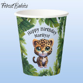 ヒョウ🐆かわいいトロピカルジャングルサファリワイルドアニマル 紙コップ