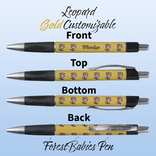 ヒョウかわいいユニーク猫お洒落グラフィック金ゴールド ボールペン