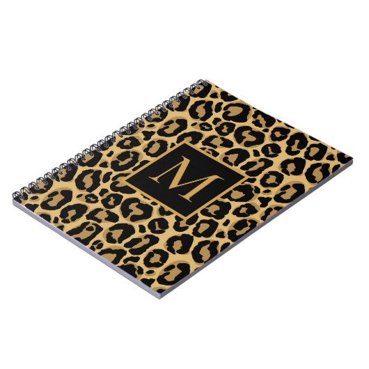 ヒョウかわいらしモノグラム名 ノートブック (左側)