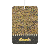 ヒョウきらめく柄の織物 カーエアーフレッシュナー (正面)