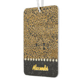 ヒョウきらめく柄の織物 カーエアーフレッシュナー (左)