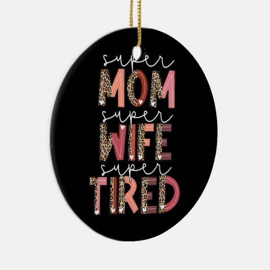 ヒョウすごいマすごいマ妻すごい疲れた女性 セラミックオーナメント (右)