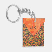 ヒョウとオレンジとイエローモノグラム キーホルダー (正面左)