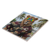 ヒョウとシャム猫の装飾瓦 タイル (側面)