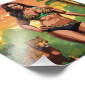 ヒョウとジャングルの女性の筋肉の赤ん坊 フォトプリント            (角)