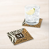 ヒョウとゼブラ スクエアペーパーコースター (インサイチュ)