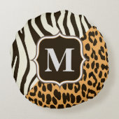 ヒョウとゼブラ ラウンドクッション (裏面)