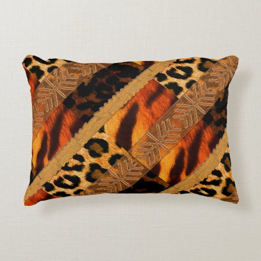 ヒョウとタイガー動物 アクセントクッション (正面)