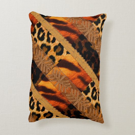 ヒョウとタイガー動物 アクセントクッション (裏面(縦))