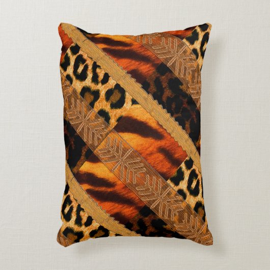 ヒョウとタイガー動物 アクセントクッション (正面(垂直))