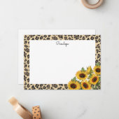 ヒョウとヒマワリ ノートカード (正面/裏面インサイチュ)