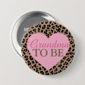 ヒョウとピンクのおばあちゃん赤ちゃんシャワー 缶バッジ (正面&裏面)