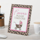 ヒョウとピンクのパーティーが赤ちゃんシャワーを好む 台座サイン (インサイチュ)