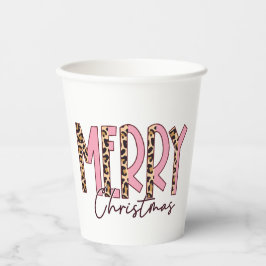 ヒョウとピンクのメリークリスマス 紙コップ