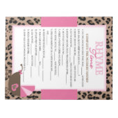 ヒョウとピンクの子供部屋韻シャワーパックゲーム ノートパッド (正面)