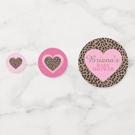 ヒョウとピンクの赤ちゃんシャワーテーブル コンフェッティ (裏面)