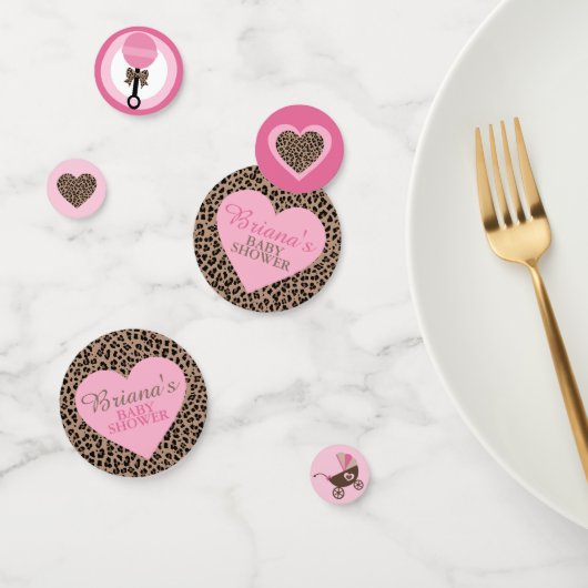 ヒョウとピンクの赤ちゃんシャワーテーブル コンフェッティ (グループ)