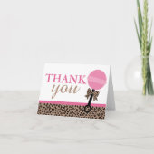 ヒョウとピンクの赤ちゃんシャワー折り畳み サンキューカード (正面)