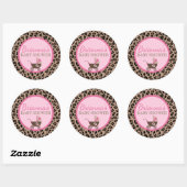 ヒョウとピンクの赤ちゃんシャワー ラウンドシール (シート)