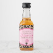 ヒョウとピンクの赤ちゃんシャワー リキュールボトルラベル (正面)