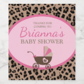 ヒョウとピンクの赤ちゃんシャワー ワインラベル (シングルラベル)