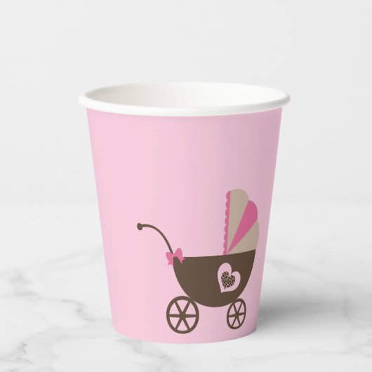 ヒョウとピンクの赤ちゃんシャワー 紙コップ (正面)