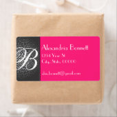 ヒョウとホットピンクモノグラム住所 シール (インサイチュ)