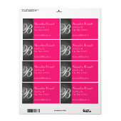 ヒョウとホットピンクモノグラム住所 シール (フルシート)