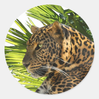 ヒョウと手のひら ラウンドシール