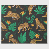 ヒョウと熱帯のヴィンテージのパタ葉ーン ラッピングペーパー (フラット)